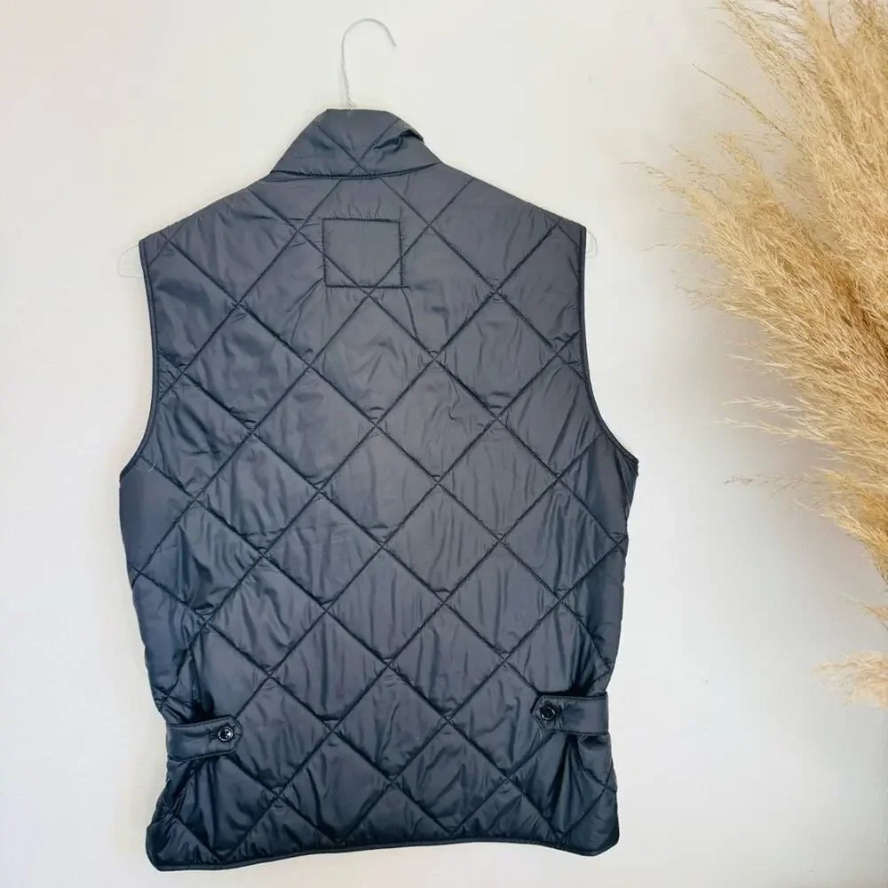 MENS J CREW Black Sussex Quilted Down Puffer Vest Pockets Sleeveless Jacket S